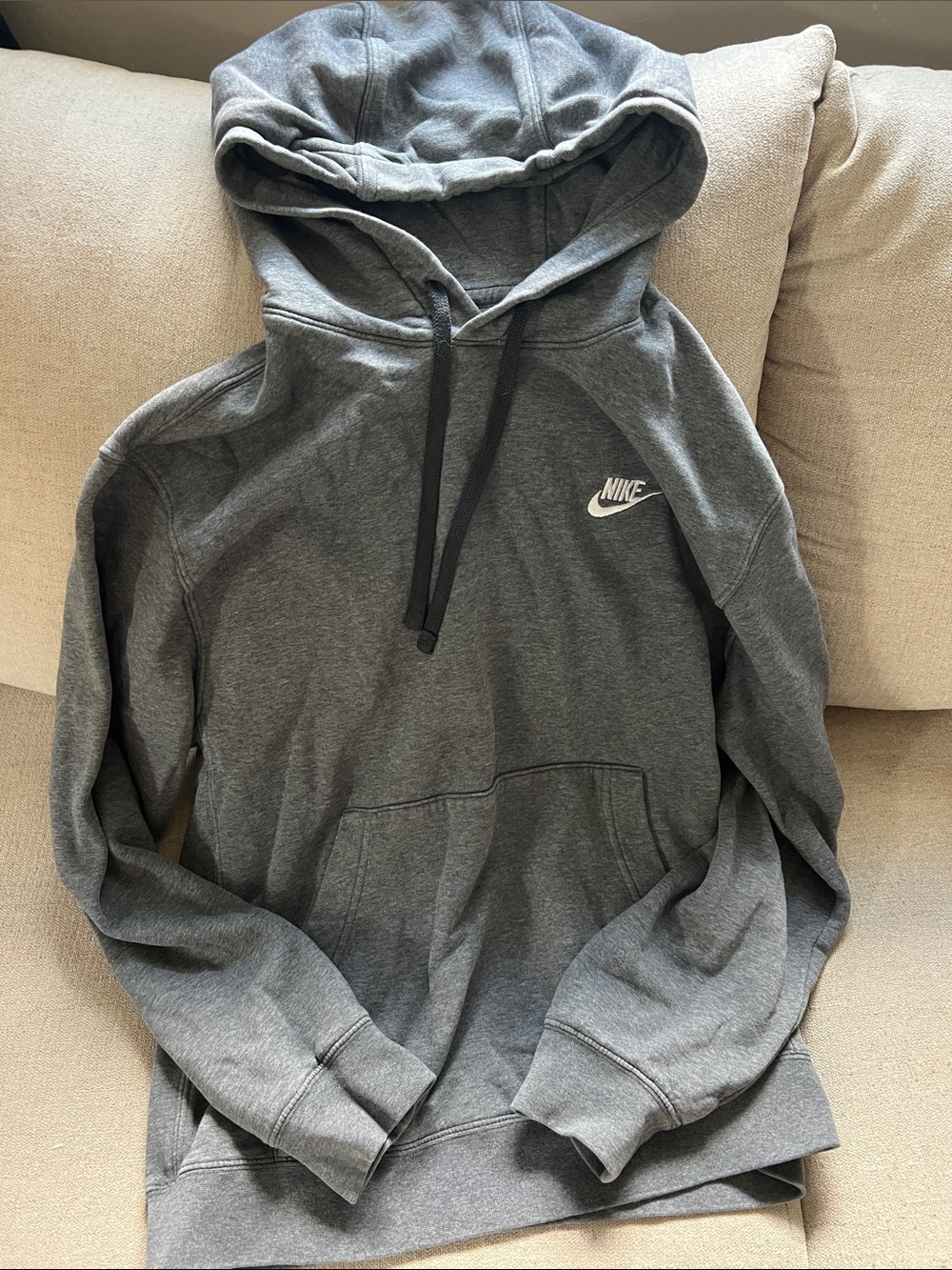 Nike Gray Pullover Hoodie with White Swoosh